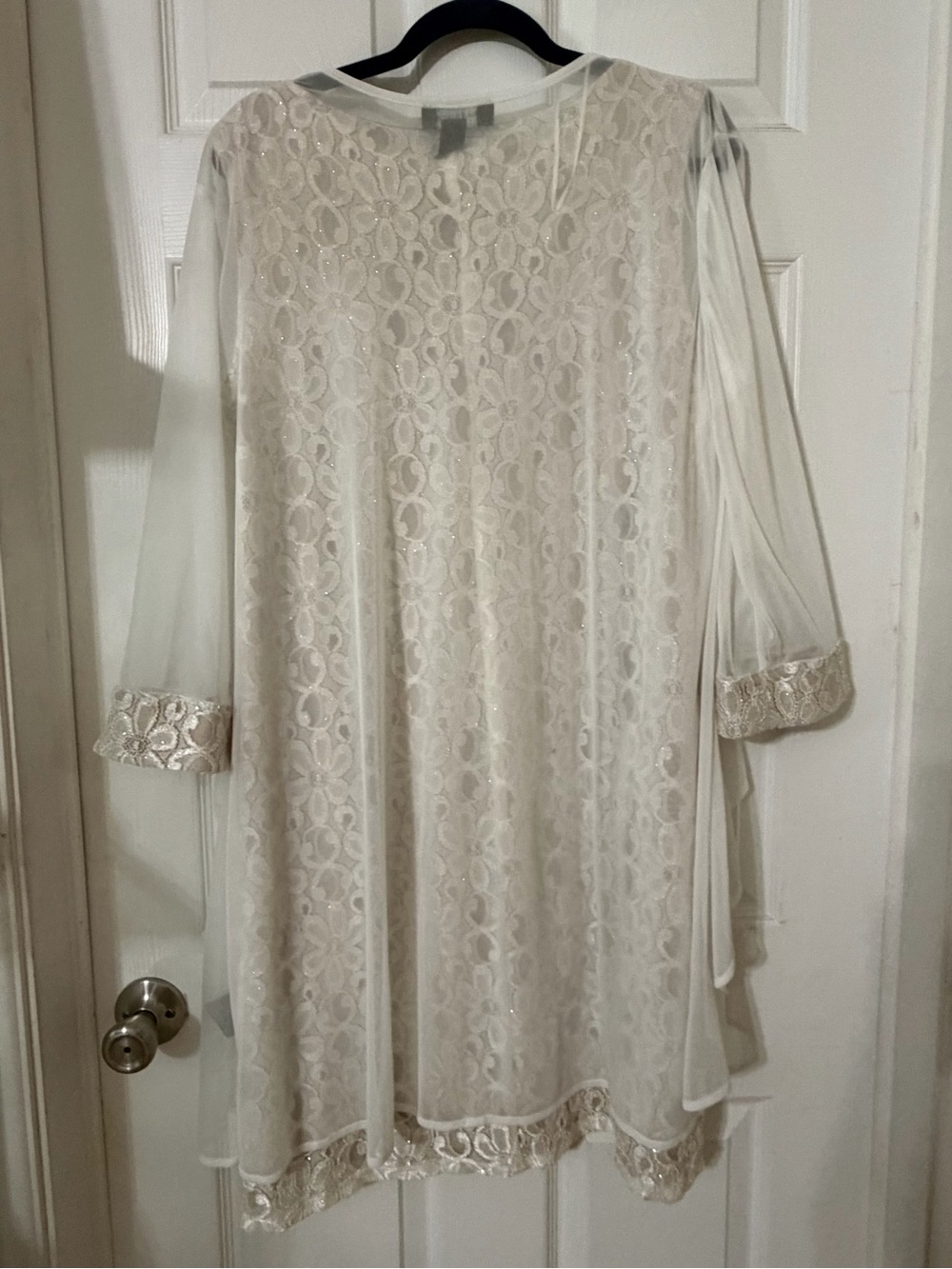 R&M Richards Cream Lace Midi Dress with Pearl Neckline - Picture 15 of 15